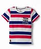 Smarty Boys Sinker Knit Half Sleeves Striped T-Shirt With New York Embroidery - Red
