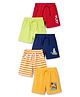 Doodle Poodle 100% Cotton Single Jersey Knit Striped & Turtle Printed Shorts Pack of 5 - Blue Red & Navy