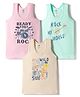 Zero Knitted Sleeveless Beach Theme & Musical Instruments Printed Vests Pack Of 3 - Multicolour