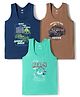 Zero Knitted Sleeveless Vehicles & Beach Theme Printed Vests Pack Of 3 - Multicolour