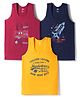 Zero Knitted Sleeveless Space & Sports Theme Printed Vests Pack Of 3 - Multicolour