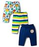 Babyhug Interlock Knit Full Length Diaper Leggings with Jungle Theme Print & Stripes Pack of 3 - Multicolor