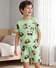 Pine Kids Cotton Knit Half Sleeves Co-ords T-Shirt & Shorts Night Suit with Bear Print - Lime Green