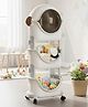 JD FRESH 3 Tier Spaceman Toy Storage Organizer 360-degree Rotating Wheels (Ivory & Grey)