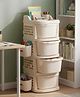 JD FRESH 4 Tier Plastic Storage Drawer Cabinet with Wheels Plastic Storage Trolley Rack (Ivory)