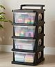 JD Fresh 4 Tier Plastic Drawer Organizer Multipurpose Storage Rack (Black & Transparent)