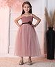 Toy Balloon Kids Satin Woven Sleeveless Glitter Detailed Sequins Embellished Floral Applique Dress - Brown