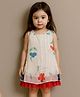 KIDSDEW Chiffon Woven Sleeveless Floral Printed Dress -White