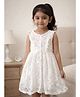 KIDSDEW Woven Floral Designed Lace Embellished Sleeveless Dress - White