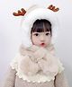 Bembika Fur Woven Antlers Applique Detailed Hooded Cap - Beige -  Circumference 40 - 50 Cm
