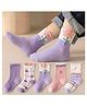 Bembika Knit Pack Of 5 Floral Designed Socks - Lavendar