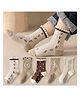 Bembika Knit Pack Of 5 Floral Designed & Birds Printed Socks - Beige