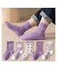 Bembika Pack Of 5 Cable Knit Designed & Floral Printed Socks - Purple