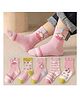 Bembika Knit Pack Of 5 Striped & Unicorn Designed Socks - Pink
