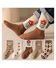 Bembika Knit Pack Of 5 Floral & Heart Designed Socks - Dark Brown