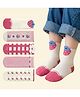 Bembika Knit Pack Of 5 Strawberry & Floral Designed Socks - Dark Pink