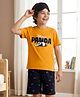 Pine Kids Cotton Knit Half Sleeves T-Shirt & Shorts Night Suit With Panda Print - Yellow