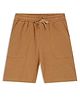CHILINS 100% Cotton Knit Solid Shorts - Brown