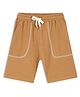 CHILINS 100% Cotton Knit Solid Shorts - Brown