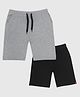 CHILINS Cotton Knit Pack Of 2   Solid Shorts - Grey & Black