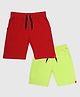 CHILINS Cotton Knit Pack Of 2 Solid Shorts - Red & Green