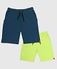 CHILINS Cotton Knit Pack Of 2 Solid Shorts - Blue & Green