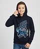 ALAN JONES Knit Cotton Blend  Knit Full Sleeves Console Controller Printed Light Winter Hooded Sweatshirt - Navy Blue
