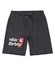 ALAN JONES Cotton Blend Knit Vibin & Thrivin Text Printed Shorts - Anthracite Black