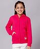 ALAN JONES Cotton Blend Knit Full Sleeves Love Text Patch Detailed Light Winter Hooded Jacket - Hot Pink