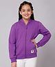 ALAN JONES Cotton Blend Knit Full Sleeves Love Text Patch Detailed Light Winter Hooded Jacket - Purple