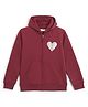 ALAN JONES Cotton Blend Knit Full Sleeves Heart Printed Light Winter Hooded Jacket - Maroon