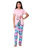 Totz Touch Cotton Knit Half Sleeves Mermaid Printed Tee & Pajama Night Suit - Light Pink