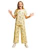 Totz Touch Cotton Woven Half Sleeves Unicorn Printed Tee & Pajama Night Suit - Yellow