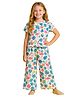 Totz Touch Cotton Woven Half Sleeves Leaves & Flamingo  Printed Tee & Pajama Night Suit - White