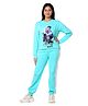 Totz Touch Cotton Knit Full Sleeves Girl Printed Tee & Track Pants Night Suit - Blue