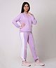 Totz Touch Cotton Woven Full Sleeves Girl Back Printed Tee & Pant Night Suit - Purple