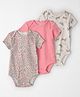 little planet by carter's Organic Cotton Knit Half Sleeves Printed Onesies Pack Of 3 ( Colour May Vary )