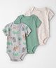 little planet by carter's 100% Organic Cotton Knit Half Sleeves Printed Onesies Pack Of 3 ( Colour May Vary )