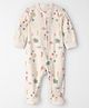 little Planet by carter's Knit Full Sleeves Footed Sleepsuit With Fish Print - Cream