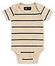 Kidbea Organic Cotton Knit Half Sleeves Striped Onesie - Beige