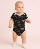 Kidbea Organic Cotton Knit Half Sleeves Clouds Printed Onesie - Black