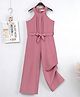 Mark & Mia Sleeveless Solid Color Jumpsuit with Belt - Pink