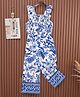 Mark & Mia Frill Sleeves Smocked Jumpsuit with Floral Print - Blue