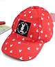Babyhug Disney Cotton Woven Summer Cap With Mickey Mouse Graphics Red - Diameter 21 cm