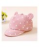 Ziory Mesh Polka Dot Cap With Foldable Hood - Pink & White- 46 x 18 cm