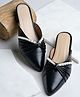 NZS Pearl & Stones Embellished Slip On Sandals - Black