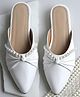NZS Pearl & Stones Embellished Slip On Sandals - White