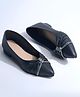 NZS Knot Detailed Rhinestones Embellished Heel Ballerinas - Black