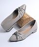 NZS Knot Detailed Rhinestones Embellished Heel Ballerinas - Grey