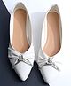 NZS Knot Detailed Rhinestones Embellished Heel Ballerinas - White